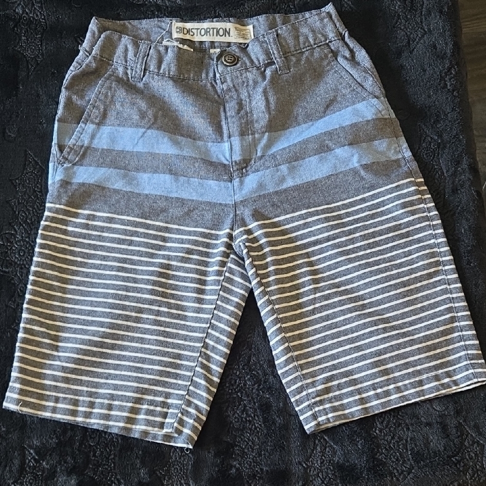 Blue and White Striped Summer Shorts